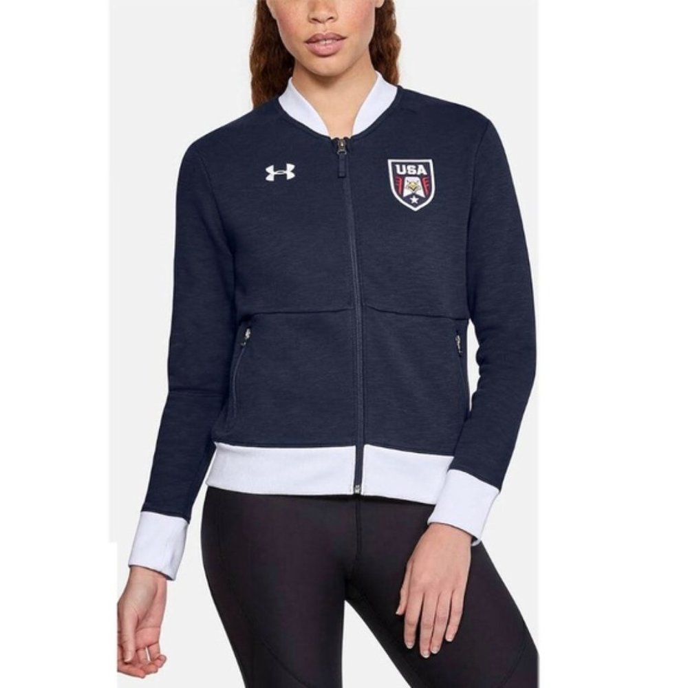 Under Armour Team USA ZipFront Sweatshirt Bomber Jacket Patriotic Size S NWT